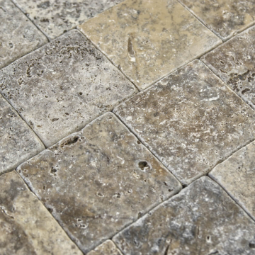 Płytka kamienna trawertyn Grey Ashes bębnowany 10x10x1 cm