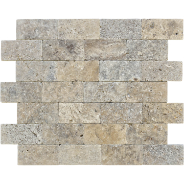 Płytka kamienna trawertyn Grey Ashes bębnowany 30,5x10x1 cm