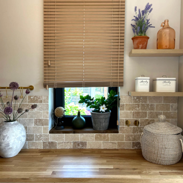 Płytka kamienna trawertyn Grey Ashes bębnowany 30,5x10x1 cm